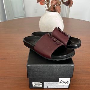YSL Saint Laurent Rouge Leather Slides Size 361/2